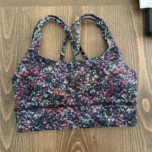 lululemon athletica Black Sports Bra with Multicolor Confetti Print